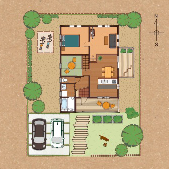 ビーノ 間取りイラスト（方角）｜BinOとは｜栃木県宇都宮市で注文住宅を手掛ける NEXT HAUS DESIGN／ネクストハウスデザインの商品紹介